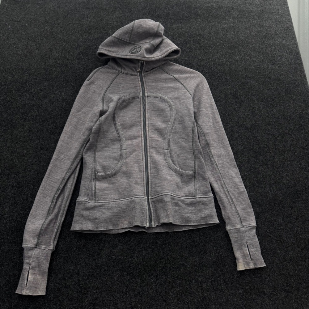 Lululemon Scuba Full Zip Hoodie Heathered Charcoal Grey Fleece Size 4